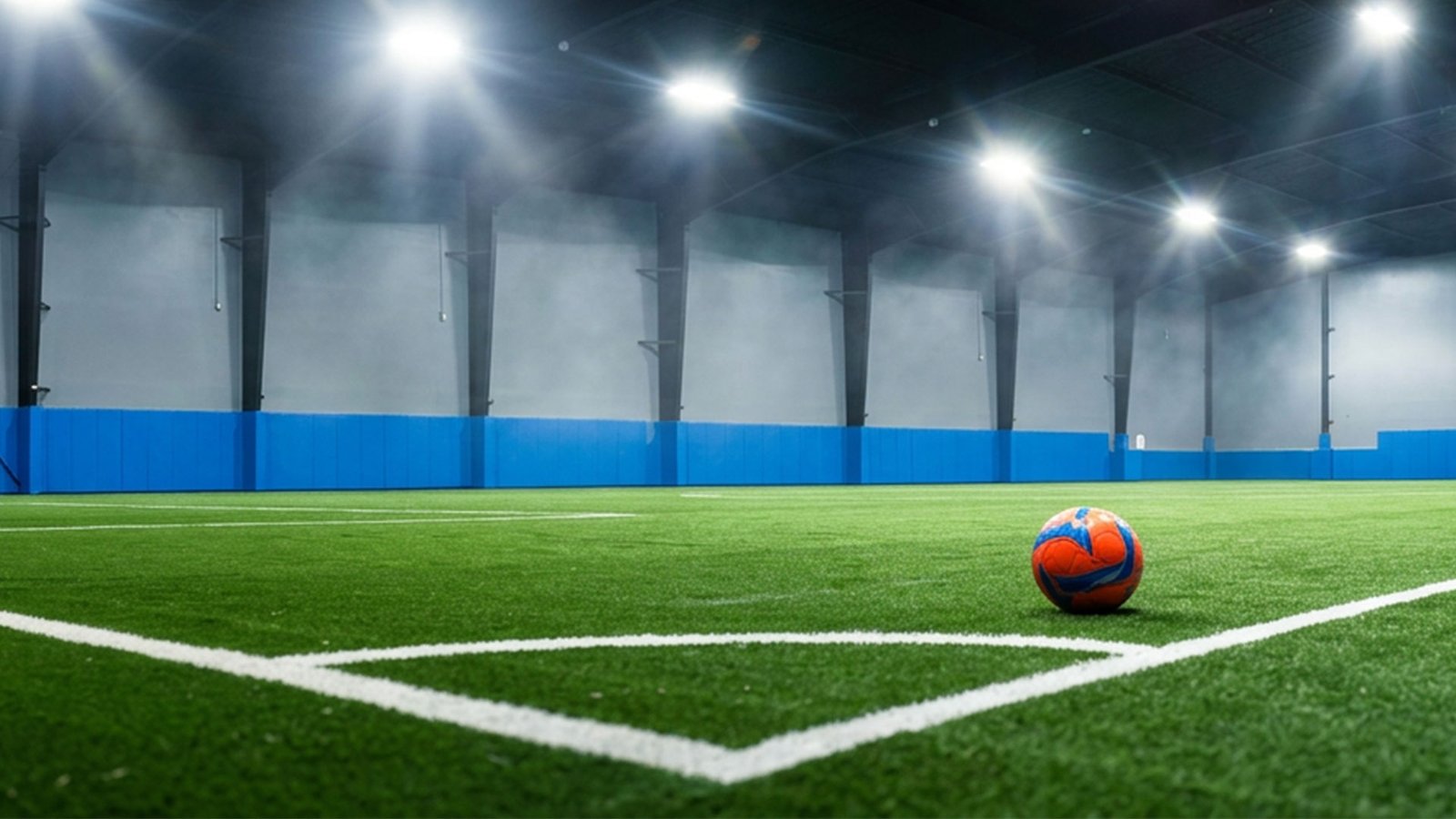 CJ Lasso Sports Arena indoor soccer field with dramatic lighting